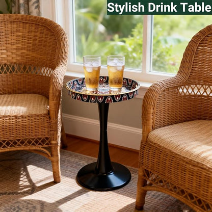 Gesodant Boho Chic Round Side Table, Stable Hourglass Pedestal Base, Unique - Image 4