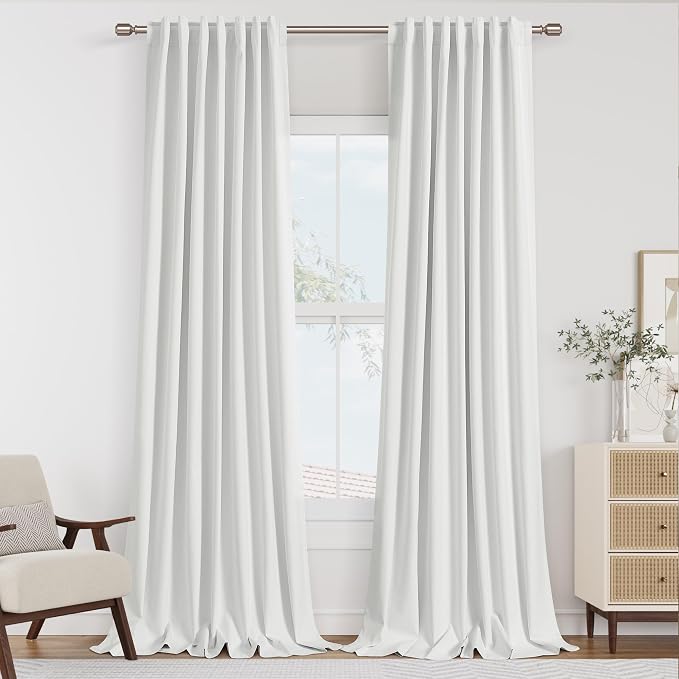 100% Blackout Linen Curtains 110 Inch Long by 52 Inch Wide 2 Panels Set by Guken