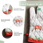 Maison d' Hermine Oven Gloves 100% Cotton Oven Mitt 7" x 13" with Loop Heat Resistant, BBQ, Cooking Gloves, Baking, Grilling, Kitchen, Handling Hot Pans (Pack of 1, Christmas Tradition)