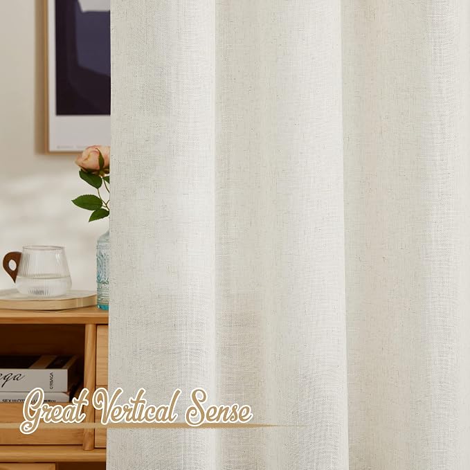 NICETOWN Natural Linen Kitchen Curtains 24 inches Long, Rod Pocket & Back Tab - Image 7