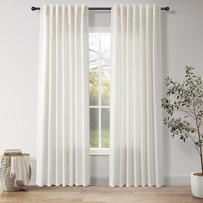 Natural Linen Curtains 84 Inch Length 2 Panels Set by Nanspring