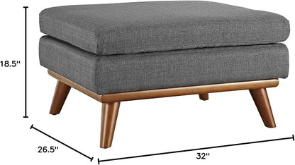 Modway Engage Mid-Century Modern Upholstered Fabric Ottoman in Gray - Image 3
