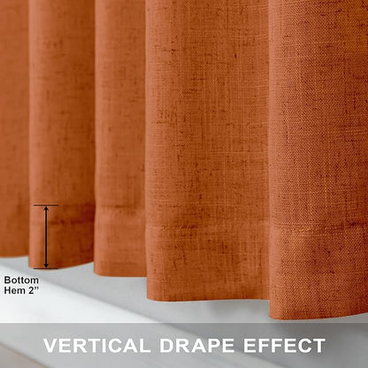 Burnt Orange Linen Curtains 63 Inch Length - Image 7