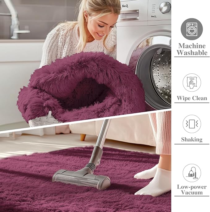 OLANLY Area Rugs for Living Room Bedroom, Machine Washable 4x5.9 ft Soft Fluffy - Image 2