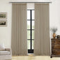 Pleated Linen Semi Sheer Grey Beige Memory Shaped Curtains 90 Inches Long | by Twodrapes