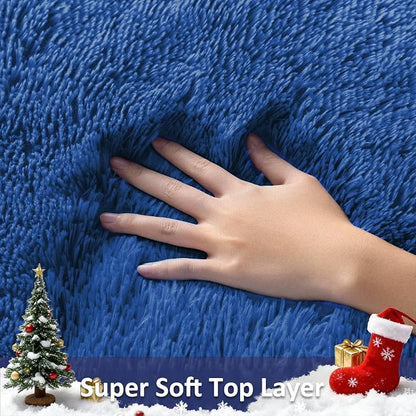 Ophanie 6x9 Blue Rugs for Living Room, Large Fluffy Shag Fuzzy Plush Soft Area - Image 2