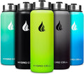 HYDRO CELL Stainless Steel Insulated Water Bottle with Straw - For Cold & Hot Drinks - Metal Vacuum Flask with Screw Cap and Modern Leakproof Sport Thermos for Adults (Neon 40oz)