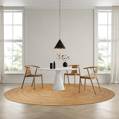 Hausattire Jute Braided Round Area Rug, 8 ft | 100% natural jute, hand woven by Hausattire