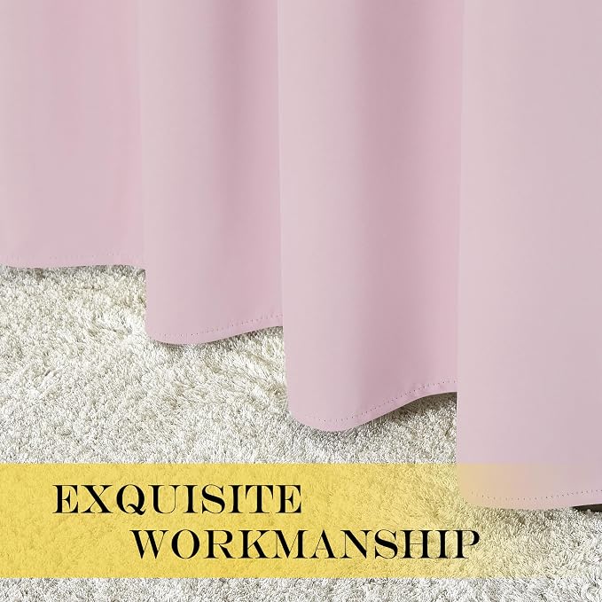 NICETOWN Room Darkening Baby Pink Curtains W100 x L84 - Image 7