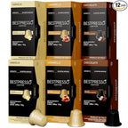 Bestpresso Coffee for Nespresso Original Machine 120 Aluminum pods Certified Genuine Espresso Variety Pack Caramel,Vanilla and Chocolate
