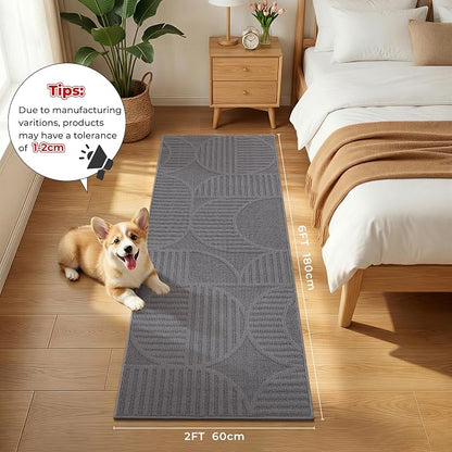 Findosom Washable Runner Rug 2x6, Geometric High-Low Textured Non Slip Hallway - Image 2