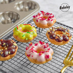 Flower Donut Pan, 6 Cavity Donut Mold Heavy Duty Steel Non-stick Flower Heart Shaped Bund Pans Pattern Doughnut Bakeware for Oven Baking (Champagne Gold)