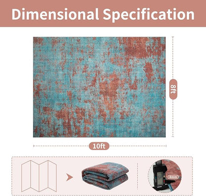 8x10 Washable Area Rugs for Living Room, Dining Room- Blue Red | Ultra Soft Low - Image 2