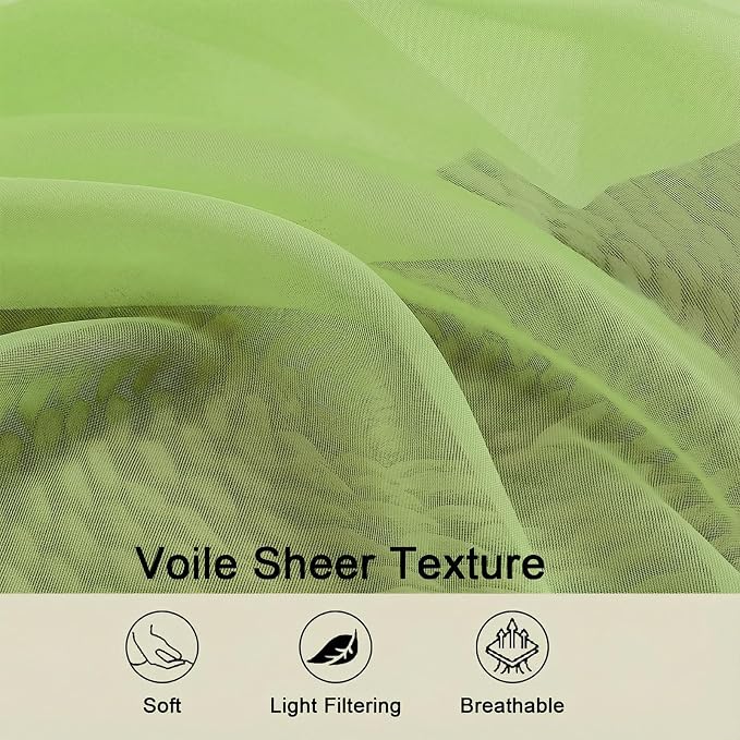 Sheer Curtains 63 Inch Length 2 Panels Set - Image 3
