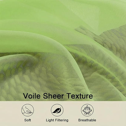 Sheer Curtains 63 Inch Length 2 Panels Set - Image 3