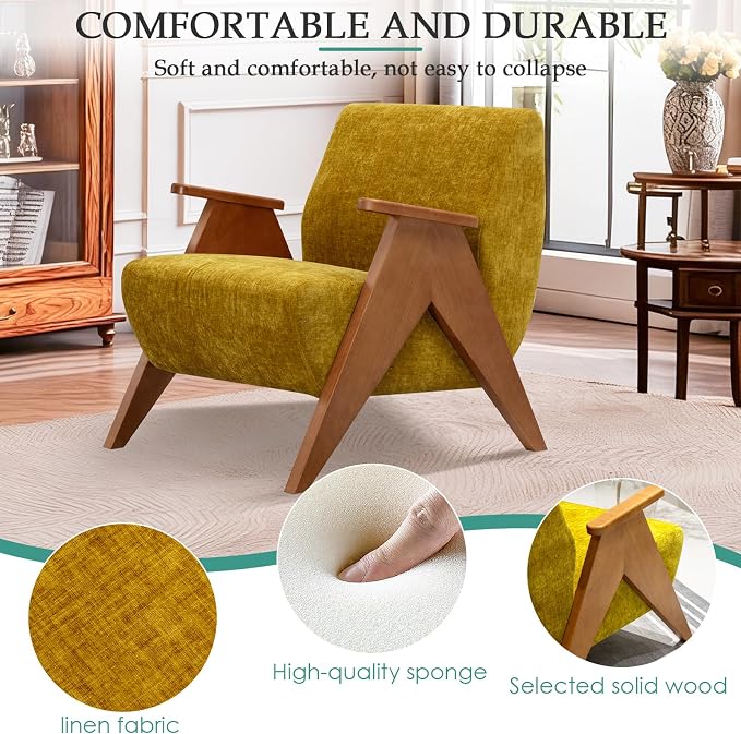2 Pcs Home Accent Chair Mid Century Modern Accent Chair - Image 3