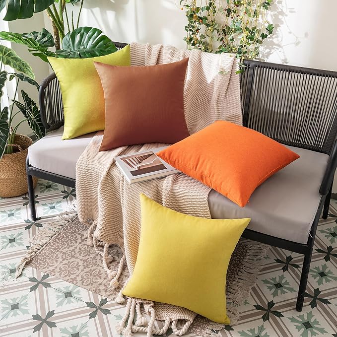 MIULEE Pack of 2 Decorative Outdoor Solid Waterproof Throw Pillow Covers Faux - Image 5