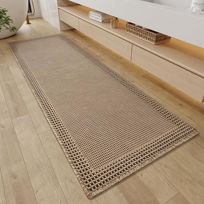 RESARE Waffle Bathroom Runner Rugs, Non Slip Boho Bath Mat 24"x60" Brown | Long by Resare