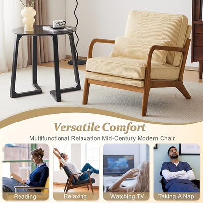 VINGLI Upgraded Premium Corduroy Accent Chair, Upholstered Arm Chair, Solid - Image 7