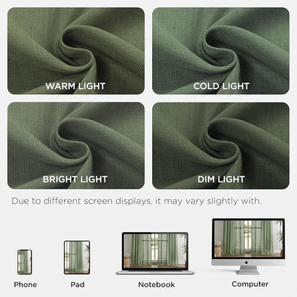 Joydeco Linen Curtains 72 Inch Length 2 Panel Sets, Light Filtering Curtains - Image 2