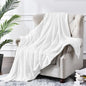 BEDELITE Ribbed Jacquard White Fleece Throw Blanket by BEDELITE