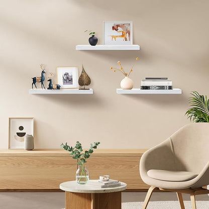 Upassion Floating Shelves for Wall Set of 3, Frame Display White Floating Shelf - Image 2