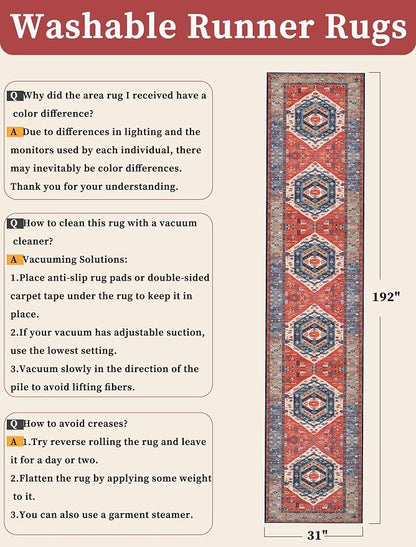 SERISSA 2'6"x16' Washable Non Slip Boho Runner Rug - Image 6
