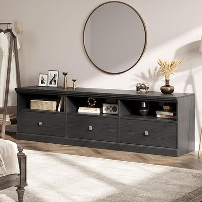 IDEALHOUSE 70in TV Stand for TVs up to 80", Mid Century Modern Entertainment - Image 3