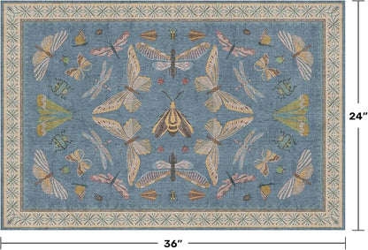 Blue 2x3 Kitchen Rugs Non Slip Washable, 0.25" Low Pile Stain & Fade Resistant - Image 2