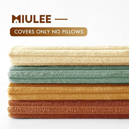 MIULEE Soft Corduroy Decorative Throw Pillow Covers Orange Teal 24x24 | Set of 4 - Image 4