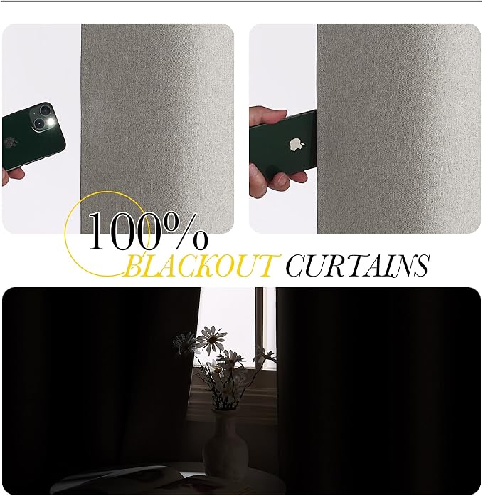 NICETOWN 100% Blackout Linen Curtains - Image 3