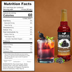 Syruvia Blackberry Syrup - 25.4 fl oz. Kosher and Gluten-Free. Ideal for Enhancing Drinks, Sodas, Shakes, Desserts, and More.