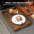 Axeman Wooden Serving Tray with Wood Handles|Ottoman Tray for Breakfast, Bed, Couch|17x12in Ash Wood Coffee Table Trays|Food Drinks Decorative Storage Boards for Ottoman Kitchen, Walnut