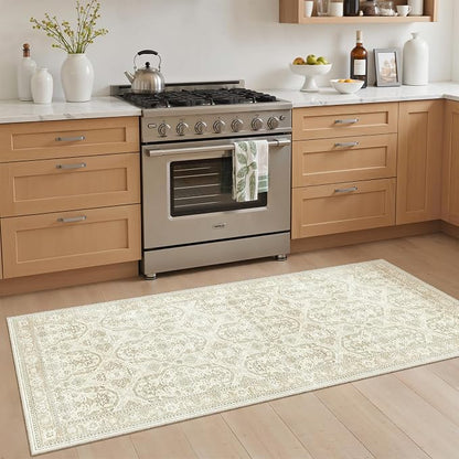 Soalmost Runner Rug 2x5 Washable Non-Slip Kitchen Entry Runners Beige/Brown | - Image 2