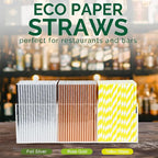 Rose Gold Paper Cocktail Straws, 5.75 inch, 500 counts, Disposable Short Small Drinking Straws for 8oz 10oz Cups