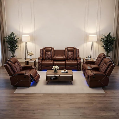 3-Piece Leather Power Recliner Sofa Set - Image 8