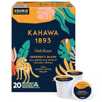 Kahawa 1893 Dark Roast Coffee K-Cup Pods Serengeti Blend (20 Count) - As Seen on Shark Tank, Low Acid, High Antioxidants, Naturally Sweet, Organically Grown, Ethically & Sustainably Sourced