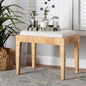 Modern Bohemian Natural Brown Rattan and Mahogany Wood Ottoman Cream Eclectic by Unknown