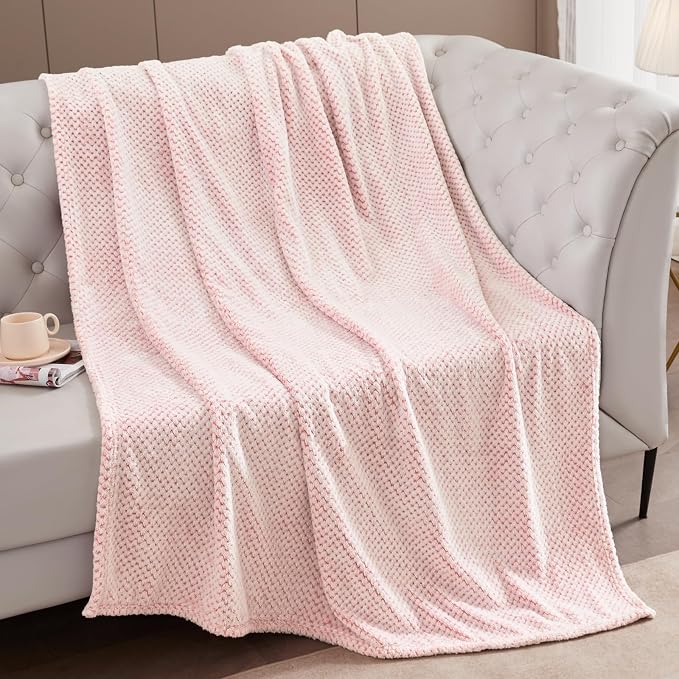 Exclusivo Mezcla Soft Waffle Fleece Bed Blanket King Size, Heather Pink | - Image 4