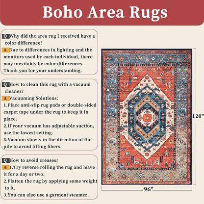 SERISSA 8x10 Washable Non Slip Boho Area Rug - Image 2