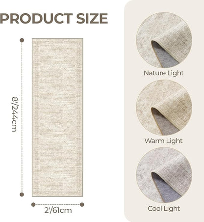 2x8 Runner Rug Non Slip, Washable Hallway Runner Rug, Nursery Room, Soft Runner - Image 2