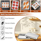 E-far Small Baking Sheet with Wire Rack (2 Pans + 2 Racks), Stainless Steel Cookie Sheets Trays & Cooling Rack for Toaster Oven, Non Toxic & Warp Resistant, Oven & Dishwasher Safe, 10.5 x 8.3 x 1 Inch