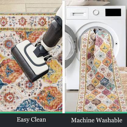HEBE Hallway Runner Rug 2'x10', Washable Non Slip Kitchen Rug Runner | Soft - Image 4