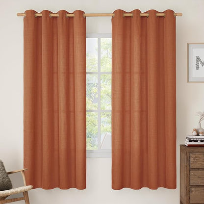 Terracotta 72 Inch Linen Curtains by LAMIT