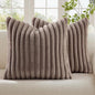 decorUhome Fall Faux Fur Throw Pillow Covers 22x22 Set of 2 Light Coffee | by decorUhome