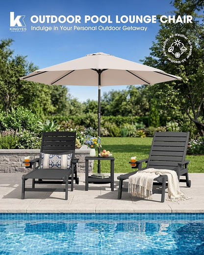 KINGYES HDPE Lounge Chair Outdoor Set of 4, Patio Chaise Lounge Recliner - Image 8