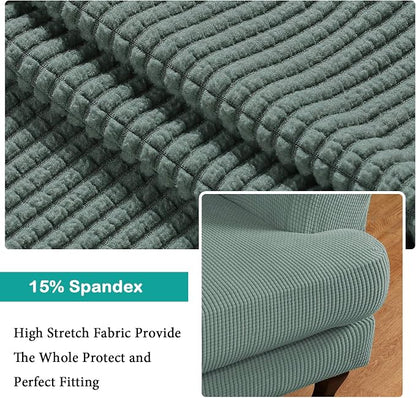 Turquoize Wingback Chair Covers 2 Piece Wing Chair Slipcover Stretch Slipcovers - Image 4