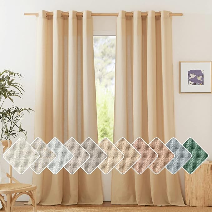 NICETOWN Linen Burlap Curtains 108" Long by NICETOWN