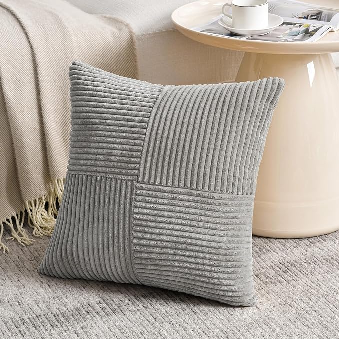 Fancy Homi 2 Packs Grey Euro Decorative Throw Pillow Covers 26x26 Inch - Image 2