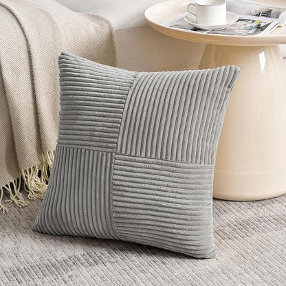 Fancy Homi 2 Packs Grey Euro Decorative Throw Pillow Covers 26x26 Inch - Image 2